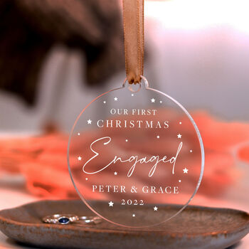 Our First Christmas Engaged Bauble Gift For Couples, 6 of 11