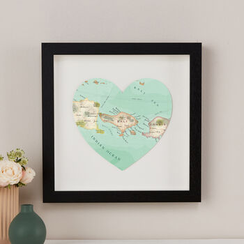 Personalised Location Bali Map Heart Print, 2 of 5