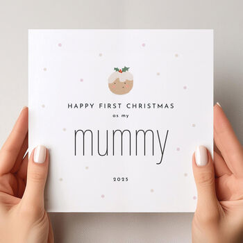 Happy First Christmas As My Mummy / Daddy Card: Cute Christmas Pudding Design, 12 of 12