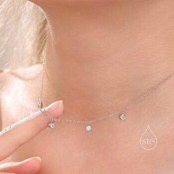 Sterling Silver Cz Crystal Charm Necklace, 4 of 11