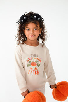 Child's Halloween 'Cutest Pumpkin In The Patch' Embroidered Personalised Sweatshirt Jumper, 8 of 10