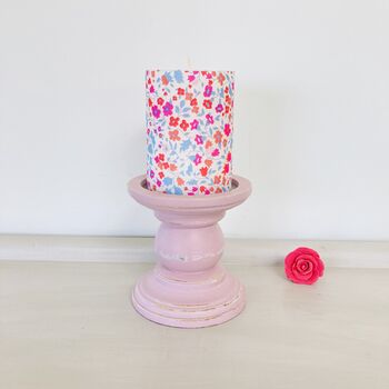 Floral Pillar Candle ~ Pinks, 4 of 6