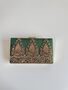 Amarna | Green Antique Gold Dabka Zardozi Clutch, thumbnail 1 of 8