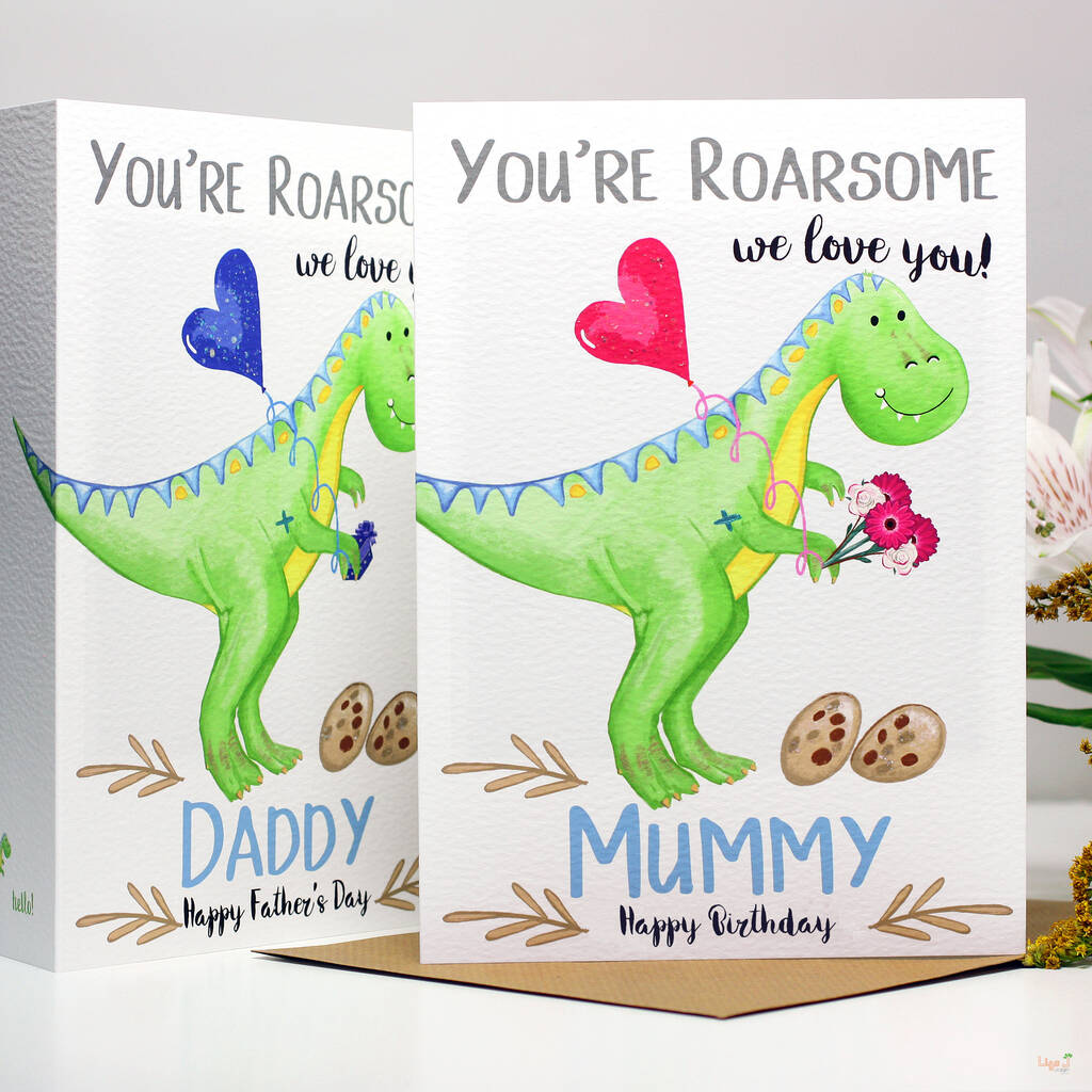 Personalised Mummy Daddy Dinosaur Card, 1 of 7