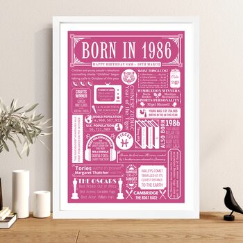 1986 Personalised 40th Birthday Fact Print Gift, 2 of 11