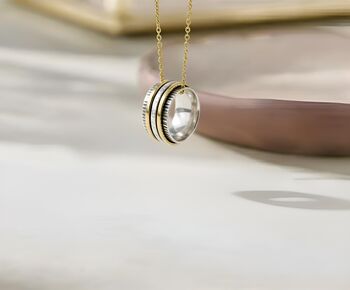 Oxidised Sterling Silver Fidget Spinner Ring With Golden Bands, 5 of 7