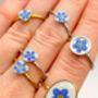 Mini Heart Ring With Forget Me Not Flower In Gold Or Silver, thumbnail 8 of 12