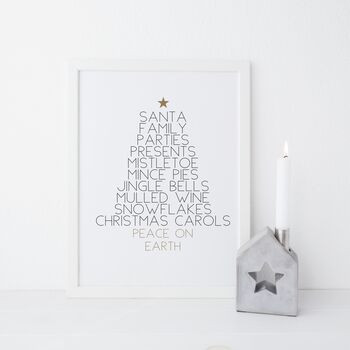 Christmas Tree Favourite Things Decor Print, 2 of 3
