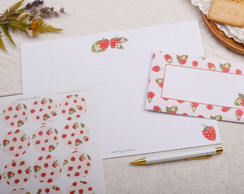 A4 Origami Writing Paper That Folds Into An Envelope With Strawberry Design, 3 of 5