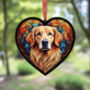 Golden Retriever Stained Glass Effect Heart Suncatcher, thumbnail 5 of 5