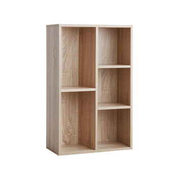 Five Compartments Oak Wooden Bookcase Bookshelf, 8 of 10
