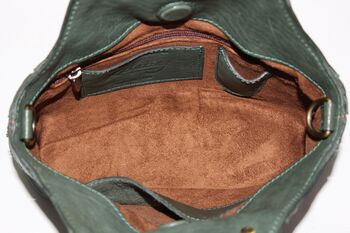 Handmade Green Leather Handbag For Women Personalised, 11 of 12
