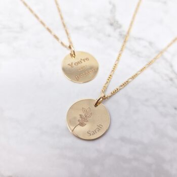 18k Gold Vermeil Plated Birth Flower And Name Necklace, 2 of 8