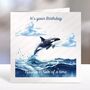 Orca Themed Watercolour Birthday Card, thumbnail 1 of 3