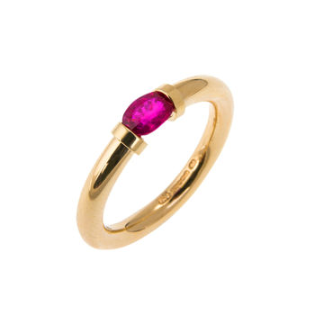 18 Carat Gold Tension Ring Set With A Ruby, 3 of 4