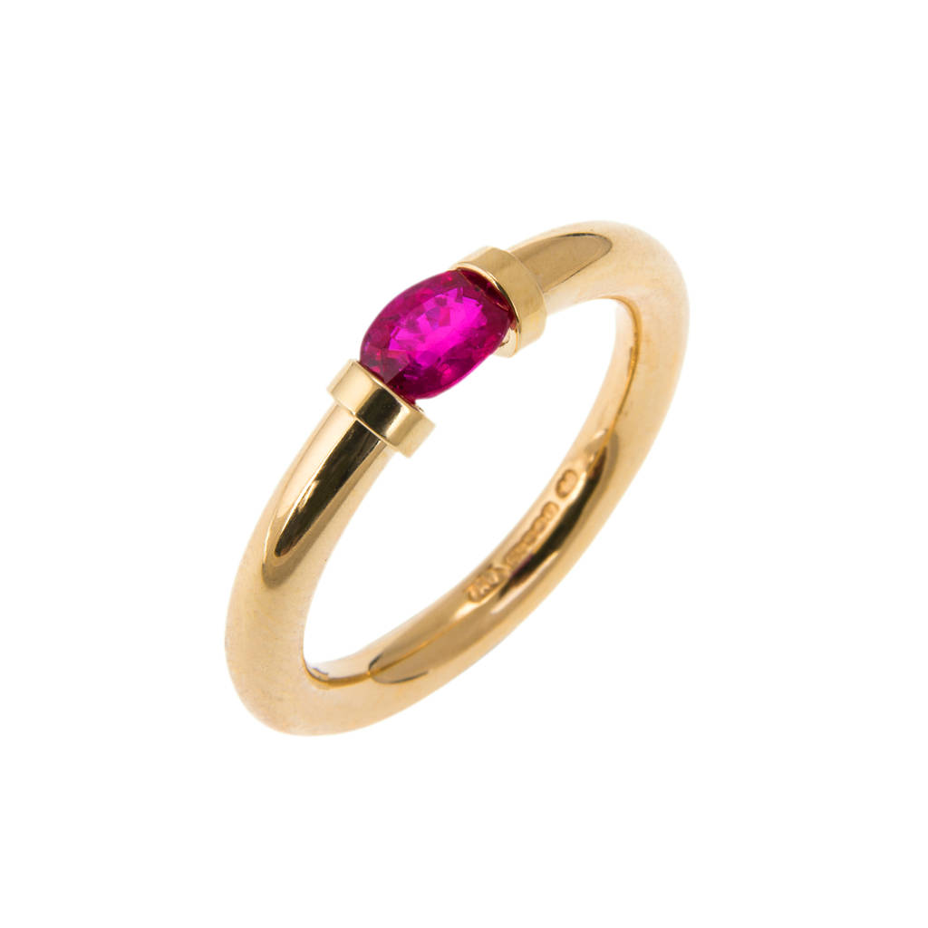 18 Carat Gold Tension Ring Set With A Ruby By Anthony Blakeney