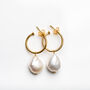 Gold Plated Pearl Hoop Earrings, thumbnail 5 of 7