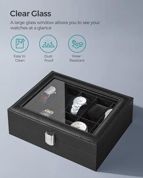 Watch Display Box With Ten Slots And Glass Lid, 7 of 9