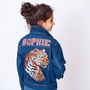Personalised Kids Denim Jacket With Sequin Leopard, thumbnail 1 of 8