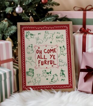 Come All Ye Furful Christmas Dog Print, 3 of 3