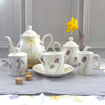 Bee And Spring Flowers Bone China Afternoon Teaset, 3 of 10
