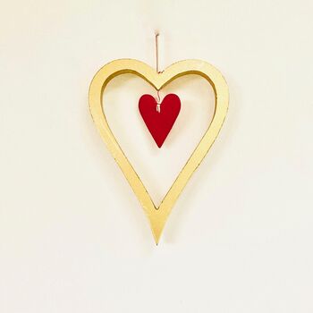 Christmas Hanging Gold And Red Heart, 3 of 3