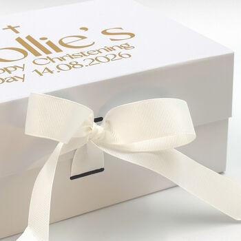 Personalised Baptism Keepsake Box With Lid And Ribbon, 4 of 5