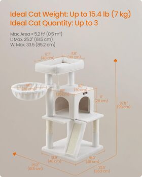 96cm Cat Tree Tower Light Grey With Side Slope, 2 of 9