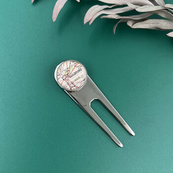 Personalised Vintage Map Golf Marker And Pitch Repairer, 2 of 4