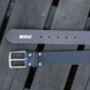 Premium Blue English Leather Mens Belt Handmade, thumbnail 4 of 6