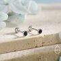 3mm Black Opal Screw Back Earrings In Sterling Silver, thumbnail 3 of 11