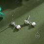 Genuine Pearl And Hydrangea Flower Cz Drop Earrings, thumbnail 7 of 12