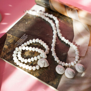 White Shell Necklace And Bracelet Set, 7 of 7