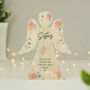 Personalised Floral Wooden Angel Memorial Ornament, thumbnail 8 of 10