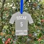 Personalised Football Shirt Hanging Christmas Decoration, thumbnail 2 of 4
