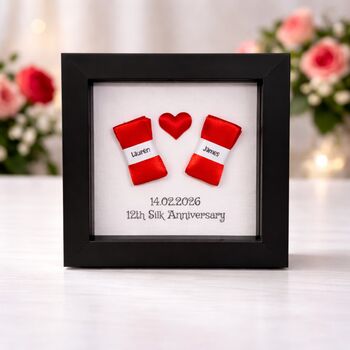 Personalised 12th Silk Anniversary Silk Ribbon Frame Gift, 3 of 11