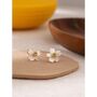 Monaco D’or Pearl Gold Centi Flower Stud Earrings, thumbnail 3 of 3