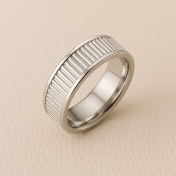 Personalised Mens Sterling Silver Ridged Spinning Ring, 9 of 12