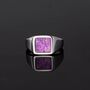 Gold Men's Purple Sugilite Gemstone Square Signet Ring, thumbnail 5 of 11
