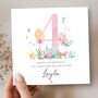 Mermaid 4th Birthday Card, Pink Birthday Card For Daughter, Granddaughter, Any Relationship, thumbnail 1 of 6