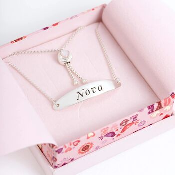 Personalised Kids Sterling Silver And Pearl Heart Bracelet, 2 of 4