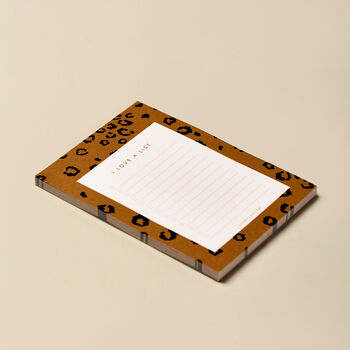 A6 I Love Lists Notepad, Mustard Leopard Print, 3 of 10