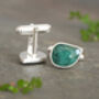 7ct Natural Emerald Cufflinks In Sterling Silver, thumbnail 2 of 2