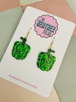 Bell Pepper Glitter Resin Earrings, 10 of 11