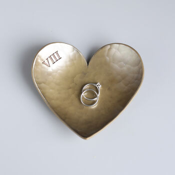 8th Anniversary Gift Bronze Heart Dish. Choice Of Design, 4 of 7