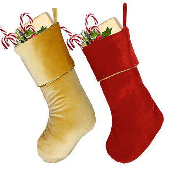 Personalised Luxury Piped Velvet Christmas Stockings, 2 of 5