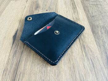 Black Leather Card Wallet, Personalised Card Holder, 10 of 12