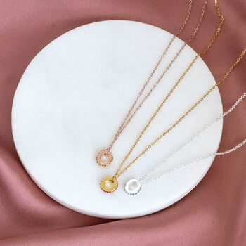 Birthstone Studded Oval Ring Necklace, 4 of 12