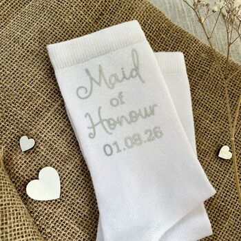 Personalised Bridesmaid/Maid Of Honour Wedding Socks, 4 of 4