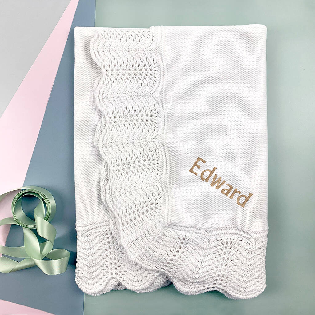 Personalised Traditional Royal Knitted Baby Blanket By Babyblooms